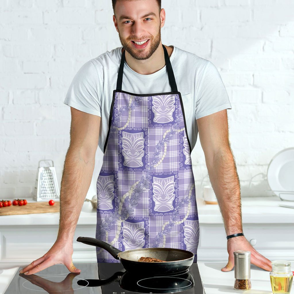 Aloha Hawaii Tiki Palaka Motifs Apron Honohono Lei Purple Elegant Vibes LT14 - Polynesian Pride