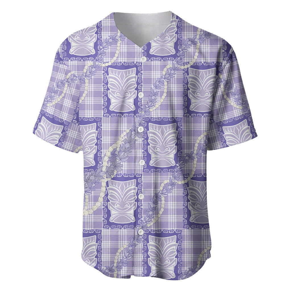 Aloha Hawaii Tiki Palaka Motifs Baseball Jersey Honohono Lei Purple Elegant Vibes LT14 Purple - Polynesian Pride