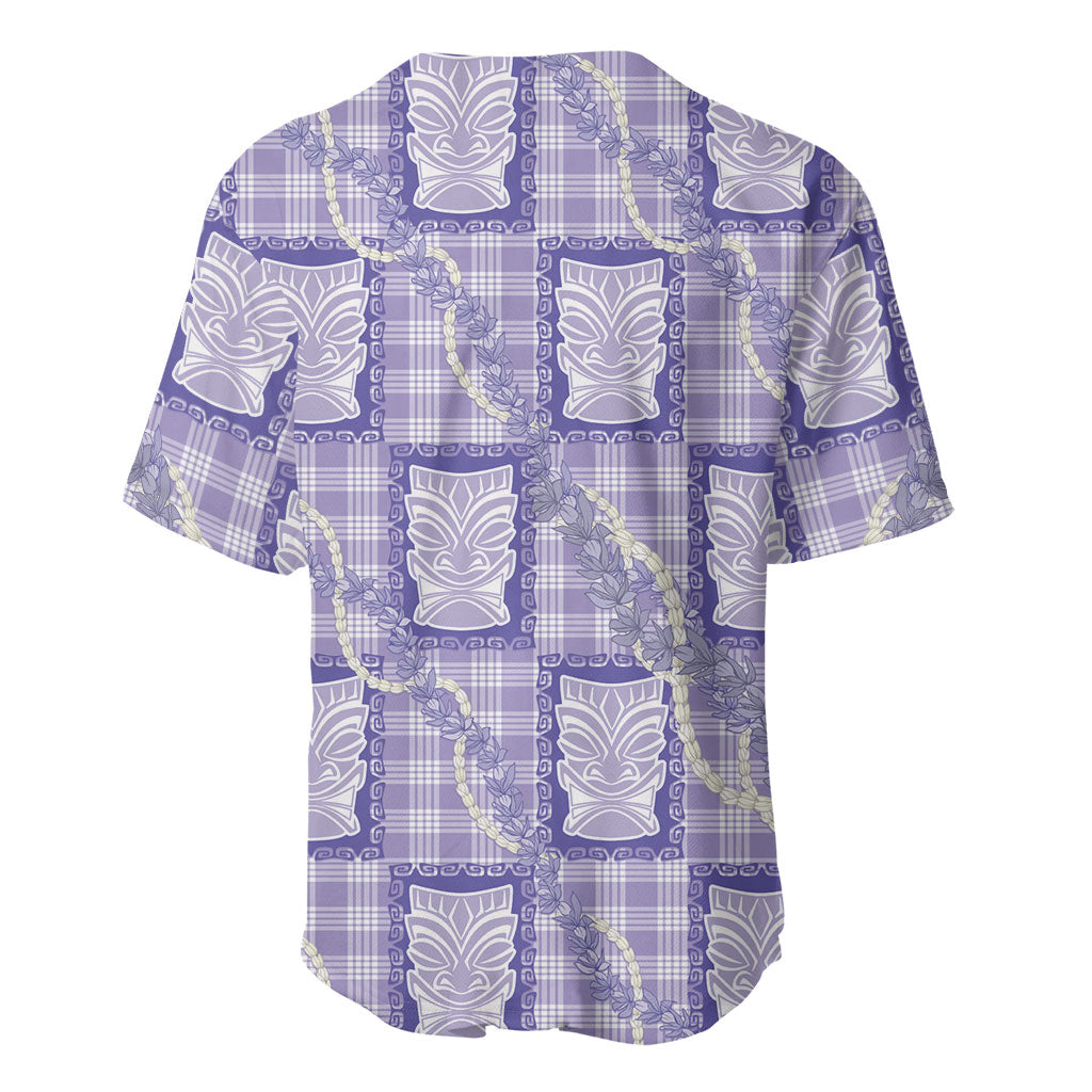 Aloha Hawaii Tiki Palaka Motifs Baseball Jersey Honohono Lei Purple Elegant Vibes LT14 - Polynesian Pride