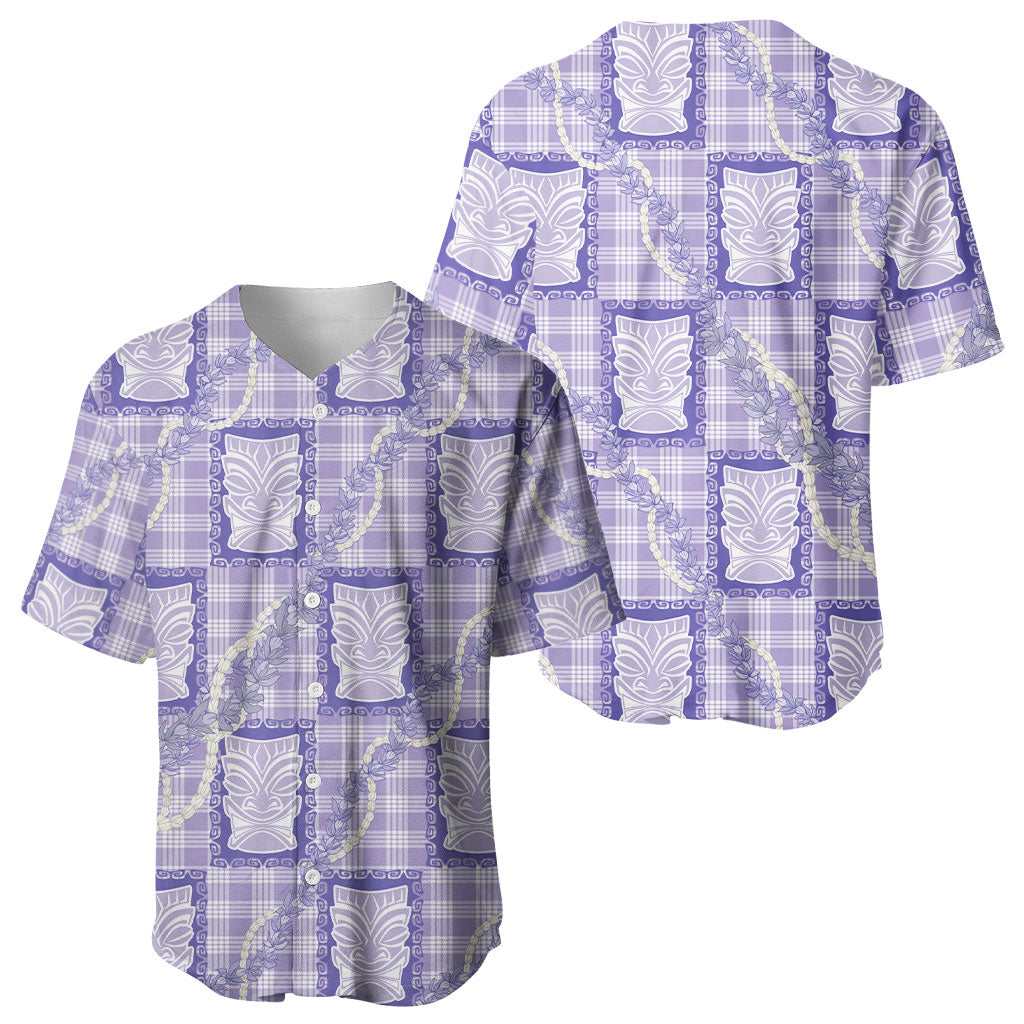 Aloha Hawaii Tiki Palaka Motifs Baseball Jersey Honohono Lei Purple Elegant Vibes LT14 - Polynesian Pride