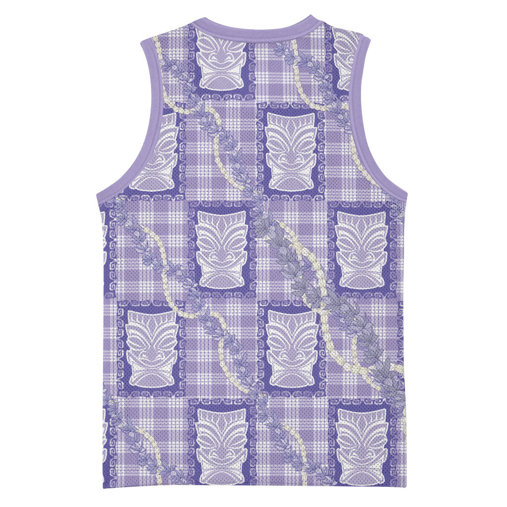 Aloha Hawaii Tiki Palaka Motifs Basketball Jersey Honohono Lei Purple Elegant Vibes LT14 - Polynesian Pride