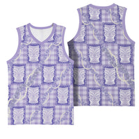 Aloha Hawaii Tiki Palaka Motifs Basketball Jersey Honohono Lei Purple Elegant Vibes LT14 - Polynesian Pride