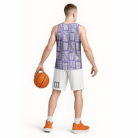 Aloha Hawaii Tiki Palaka Motifs Basketball Jersey Honohono Lei Purple Elegant Vibes LT14 - Polynesian Pride