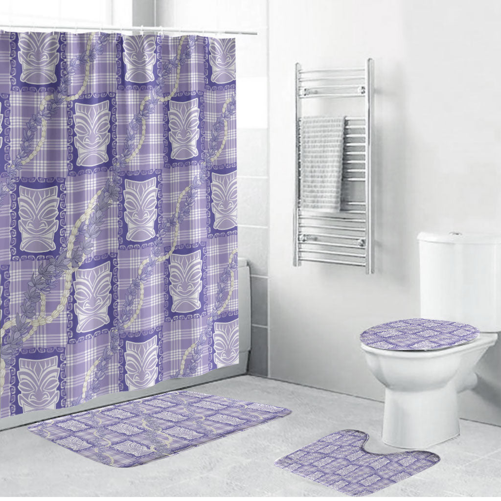 Aloha Hawaii Tiki Palaka Motifs Bathroom Set Honohono Lei Purple Elegant Vibes LT14 Bathroom Set (4 pcs) Purple - Polynesian Pride