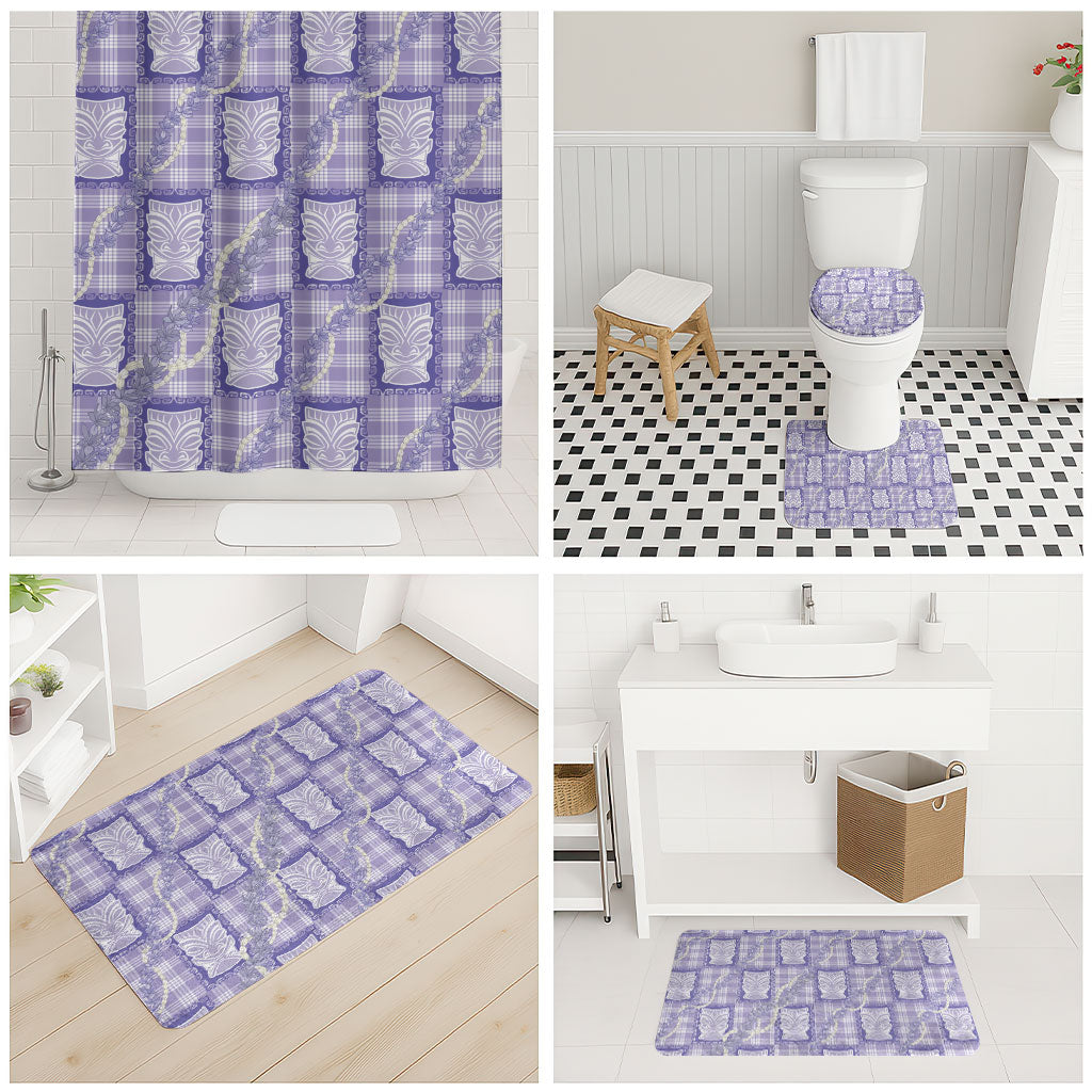 Aloha Hawaii Tiki Palaka Motifs Bathroom Set Honohono Lei Purple Elegant Vibes LT14 - Polynesian Pride