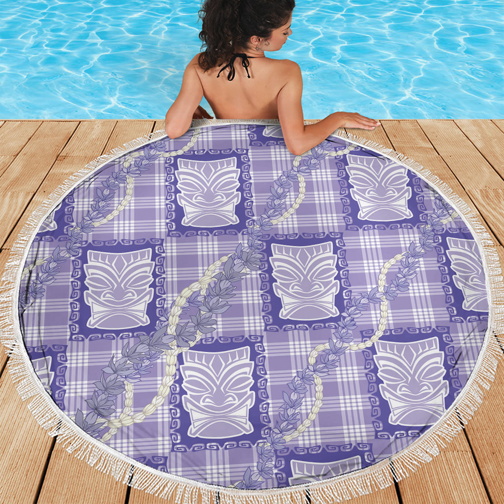 Aloha Hawaii Tiki Palaka Motifs Beach Blanket Honohono Lei Purple Elegant Vibes LT14 - Polynesian Pride