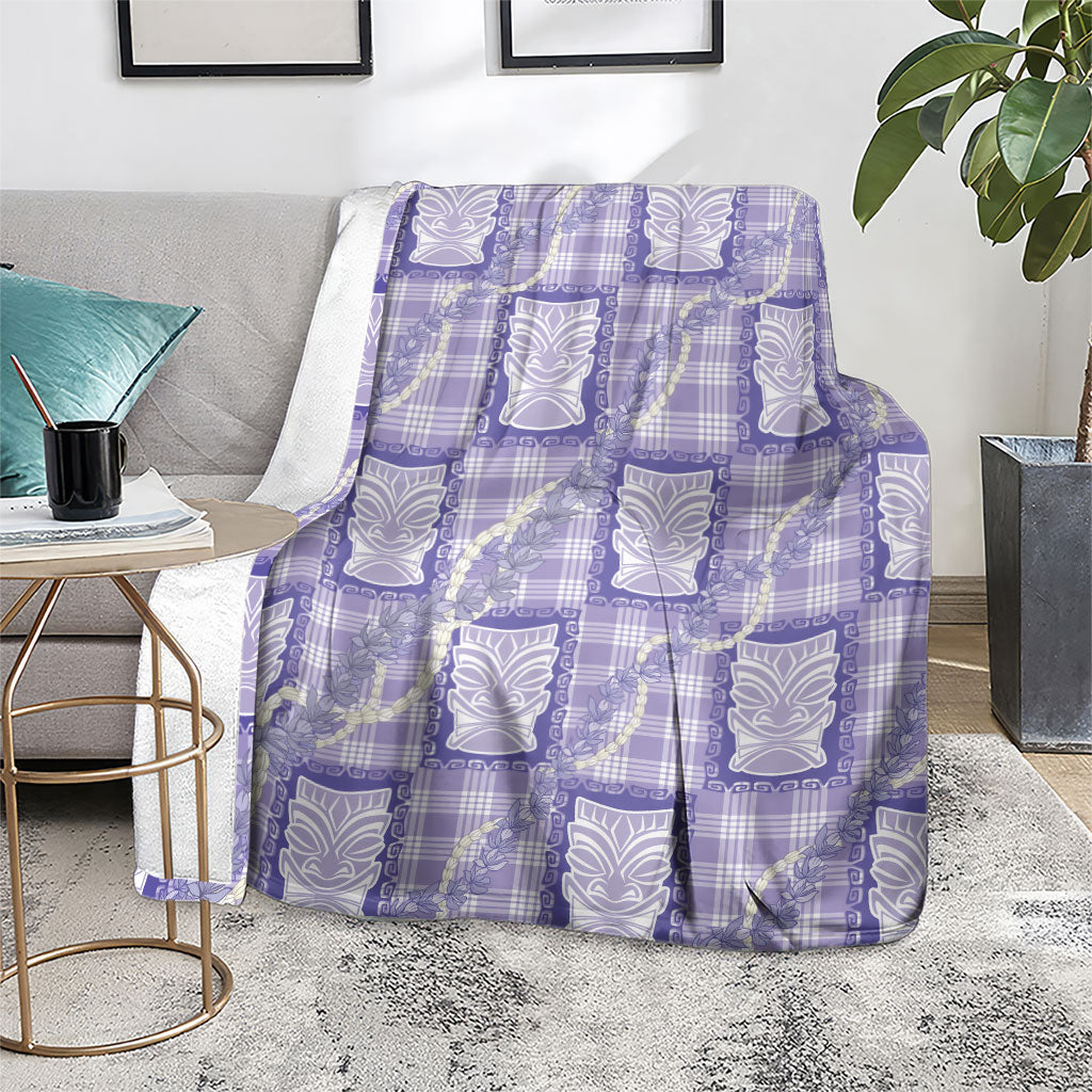 Aloha Hawaii Tiki Palaka Motifs Blanket Honohono Lei Purple Elegant Vibes LT14 - Polynesian Pride
