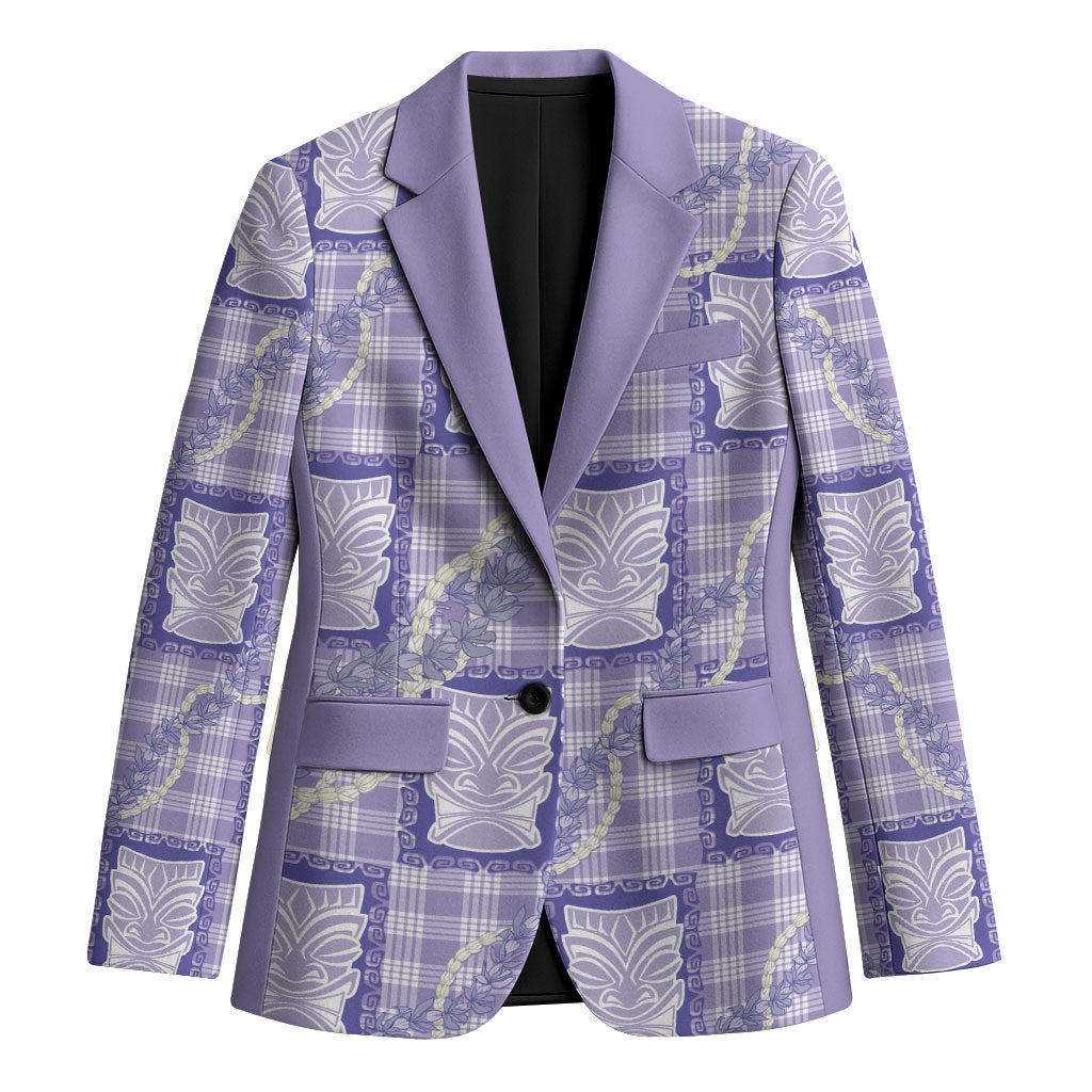 Aloha Hawaii Tiki Palaka Motifs Blazer Honohono Lei Purple Elegant Vibes LT14 Unisex Purple - Polynesian Pride