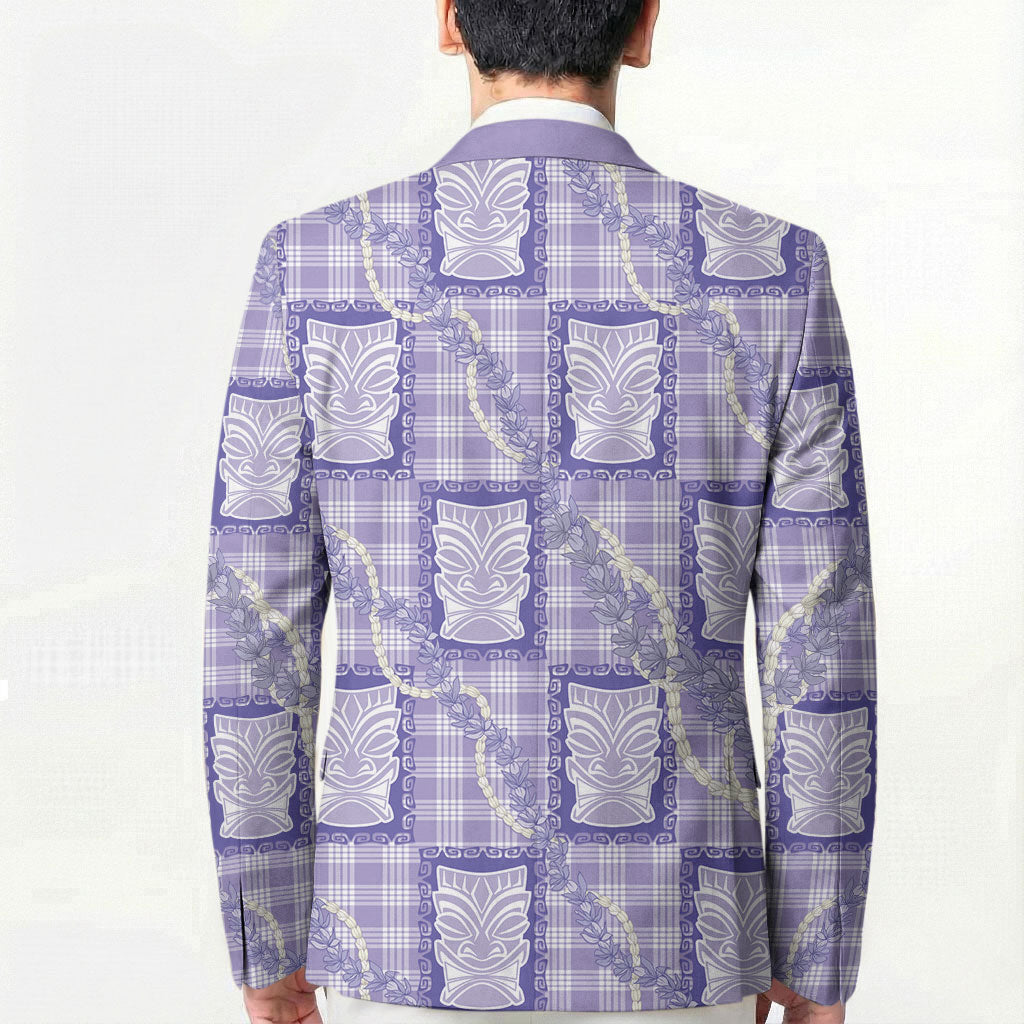 Aloha Hawaii Tiki Palaka Motifs Blazer Honohono Lei Purple Elegant Vibes LT14 - Polynesian Pride