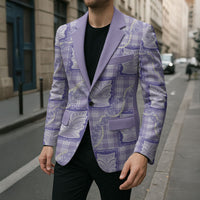 Aloha Hawaii Tiki Palaka Motifs Blazer Honohono Lei Purple Elegant Vibes LT14 - Polynesian Pride