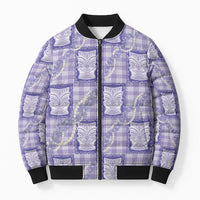 Aloha Hawaii Tiki Palaka Motifs Bomber Puffer Jacket Honohono Lei Purple Elegant Vibes LT14 Unisex Purple - Polynesian Pride