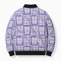 Aloha Hawaii Tiki Palaka Motifs Bomber Puffer Jacket Honohono Lei Purple Elegant Vibes LT14 - Polynesian Pride