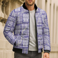 Aloha Hawaii Tiki Palaka Motifs Bomber Puffer Jacket Honohono Lei Purple Elegant Vibes LT14 - Polynesian Pride