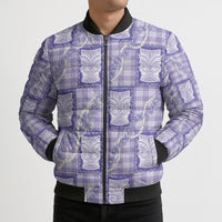 Aloha Hawaii Tiki Palaka Motifs Bomber Puffer Jacket Honohono Lei Purple Elegant Vibes LT14 - Polynesian Pride