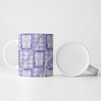 Aloha Hawaii Tiki Palaka Motifs Ceramic Mug Honohono Lei Purple Elegant Vibes