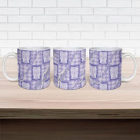 Aloha Hawaii Tiki Palaka Motifs Ceramic Mug Honohono Lei Purple Elegant Vibes