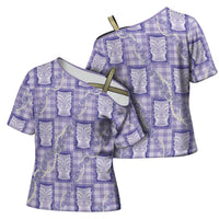 Aloha Hawaii Tiki Palaka Motifs Cross Shoulder Shirt Honohono Lei Purple Elegant Vibes LT14 - Polynesian Pride