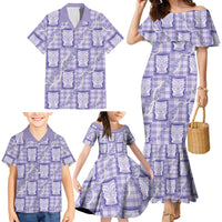 Aloha Hawaii Tiki Palaka Motifs Family Matching Mermaid Dress and Hawaiian Shirt Honohono Lei Purple Elegant Vibes LT14 - Polynesian Pride