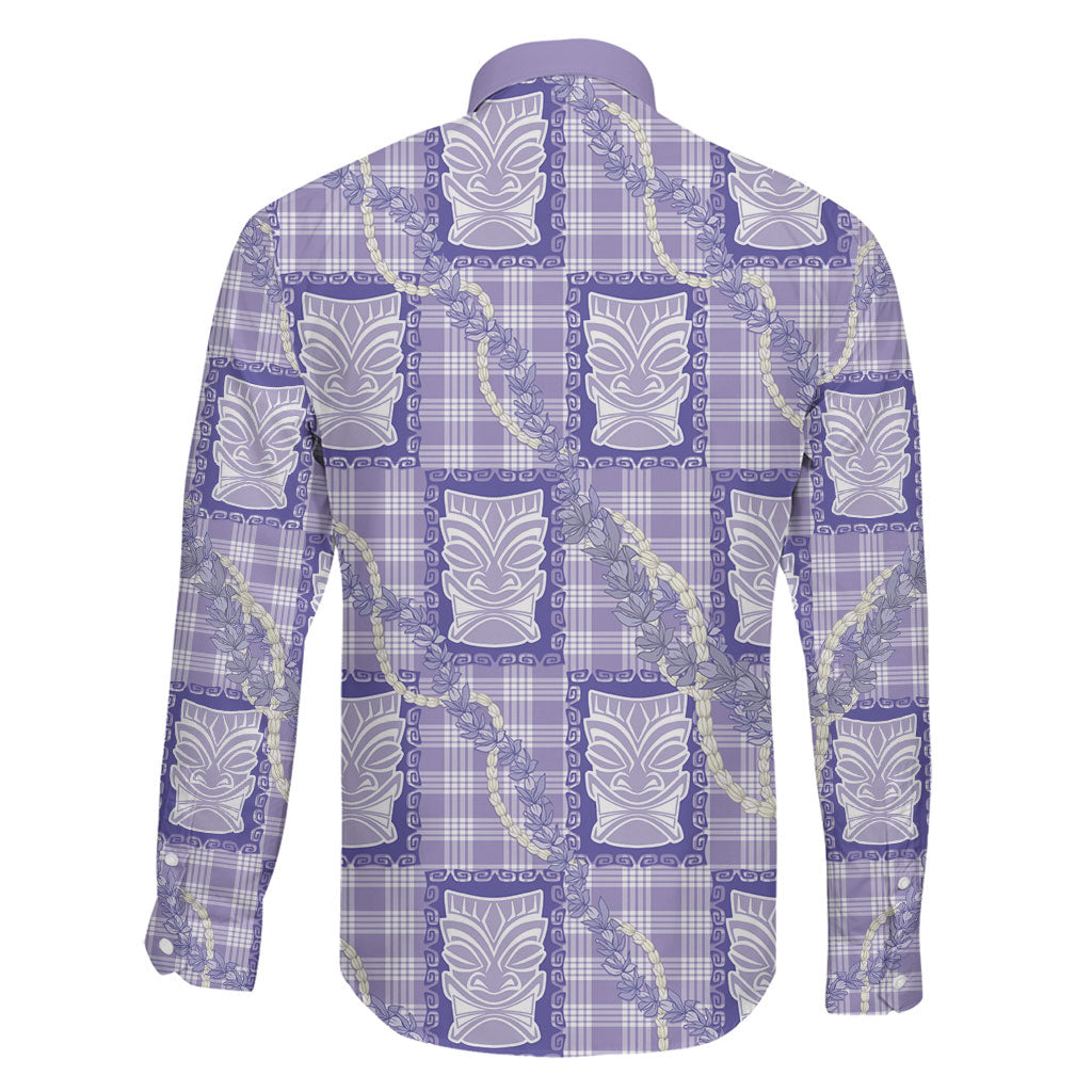 Aloha Hawaii Tiki Palaka Motifs Family Matching Off Shoulder Maxi Dress and Hawaiian Shirt Honohono Lei Purple Elegant Vibes LT14 - Polynesian Pride