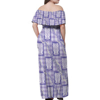 Aloha Hawaii Tiki Palaka Motifs Family Matching Off Shoulder Maxi Dress and Hawaiian Shirt Honohono Lei Purple Elegant Vibes LT14 - Polynesian Pride