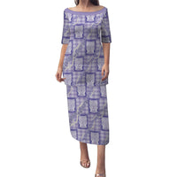 Aloha Hawaii Tiki Palaka Motifs Family Matching Puletasi and Hawaiian Shirt Honohono Lei Purple Elegant Vibes LT14 Mom's Dress Purple - Polynesian Pride