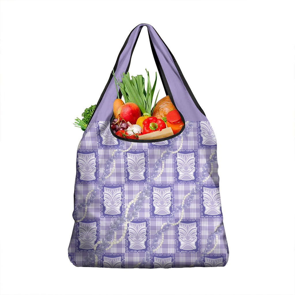 Aloha Hawaii Tiki Palaka Motifs Grocery Bag Honohono Lei Purple Elegant Vibes LT14 1-pack One Size Purple - Polynesian Pride