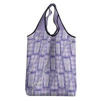 Aloha Hawaii Tiki Palaka Motifs Grocery Bag Honohono Lei Purple Elegant Vibes LT14 - Polynesian Pride
