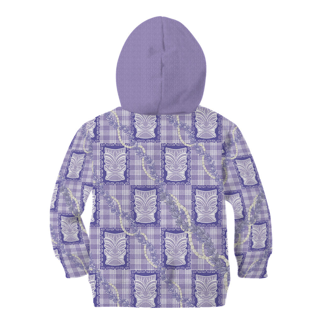 Aloha Hawaii Tiki Palaka Motifs Kid Hoodie Honohono Lei Purple Elegant Vibes LT14 - Polynesian Pride