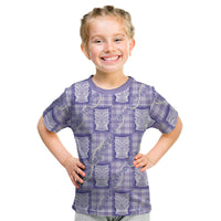 Aloha Hawaii Tiki Palaka Motifs Kid T Shirt Honohono Lei Purple Elegant Vibes LT14 Purple - Polynesian Pride