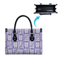 Aloha Hawaii Tiki Palaka Motifs Leather Bag Honohono Lei Purple Elegant Vibes LT14 - Polynesian Pride