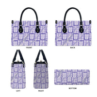 Aloha Hawaii Tiki Palaka Motifs Leather Bag Honohono Lei Purple Elegant Vibes LT14 - Polynesian Pride