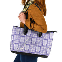 Aloha Hawaii Tiki Palaka Motifs Leather Tote Bag Honohono Lei Purple Elegant Vibes LT14 Purple - Polynesian Pride