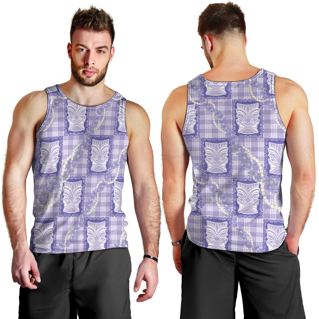 Aloha Hawaii Tiki Palaka Motifs Men Tank Top Honohono Lei Purple Elegant Vibes LT14 - Polynesian Pride