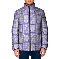 Aloha Hawaii Tiki Palaka Motifs Padded Jacket Honohono Lei Purple Elegant Vibes LT14 Men Purple - Polynesian Pride