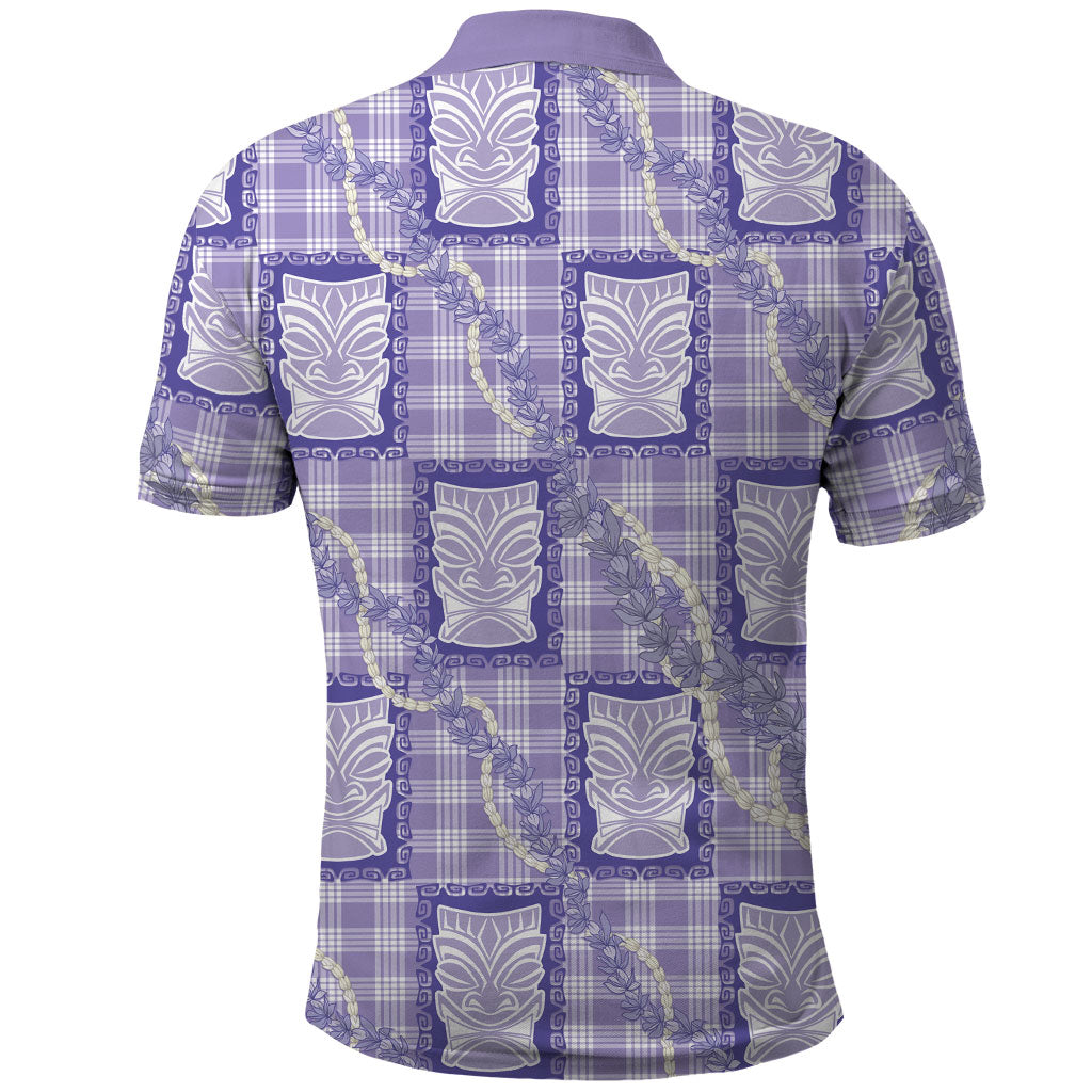 Aloha Hawaii Tiki Palaka Motifs Polo Shirt Honohono Lei Purple Elegant Vibes LT14 - Polynesian Pride