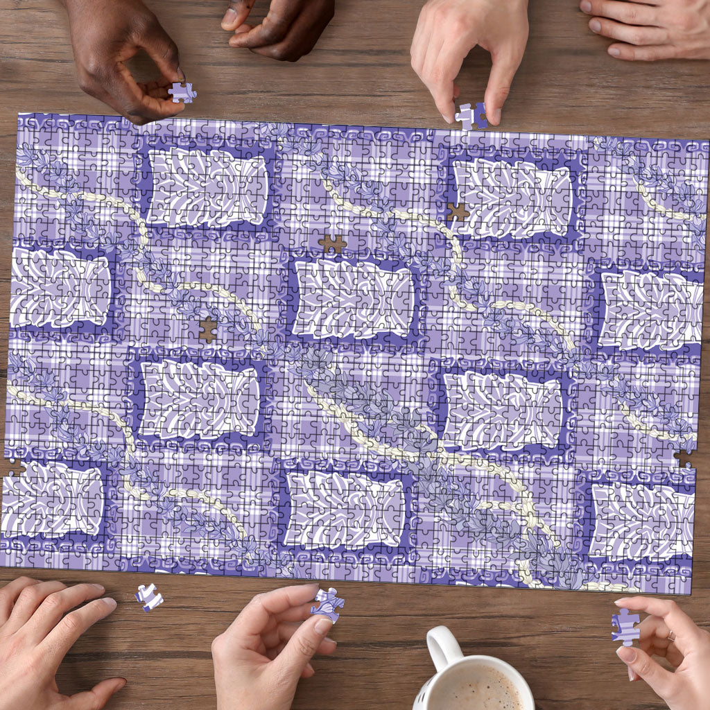 Aloha Hawaii Tiki Palaka Motifs Puzzle Honohono Lei Purple Elegant Vibes LT14 - Polynesian Pride