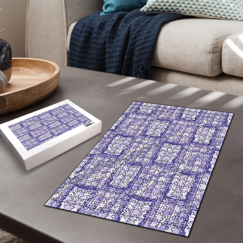 Aloha Hawaii Tiki Palaka Motifs Puzzle Honohono Lei Purple Elegant Vibes LT14 - Polynesian Pride