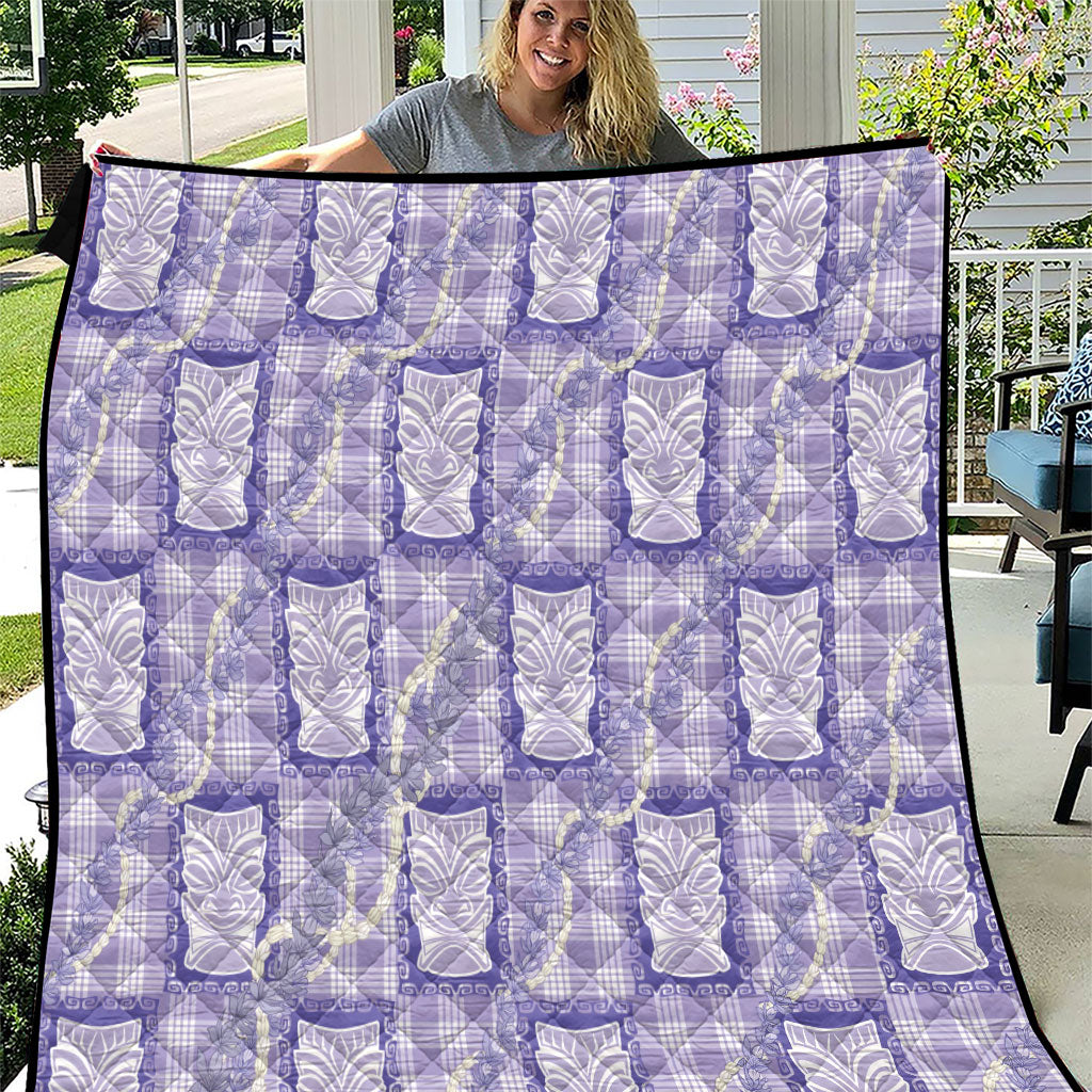 Aloha Hawaii Tiki Palaka Motifs Quilt Honohono Lei Purple Elegant Vibes LT14 Purple - Polynesian Pride