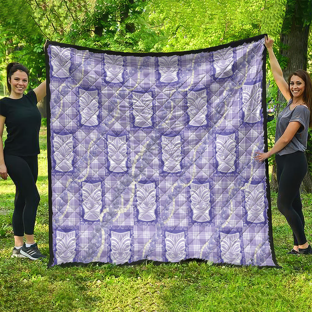 Aloha Hawaii Tiki Palaka Motifs Quilt Honohono Lei Purple Elegant Vibes LT14 - Polynesian Pride