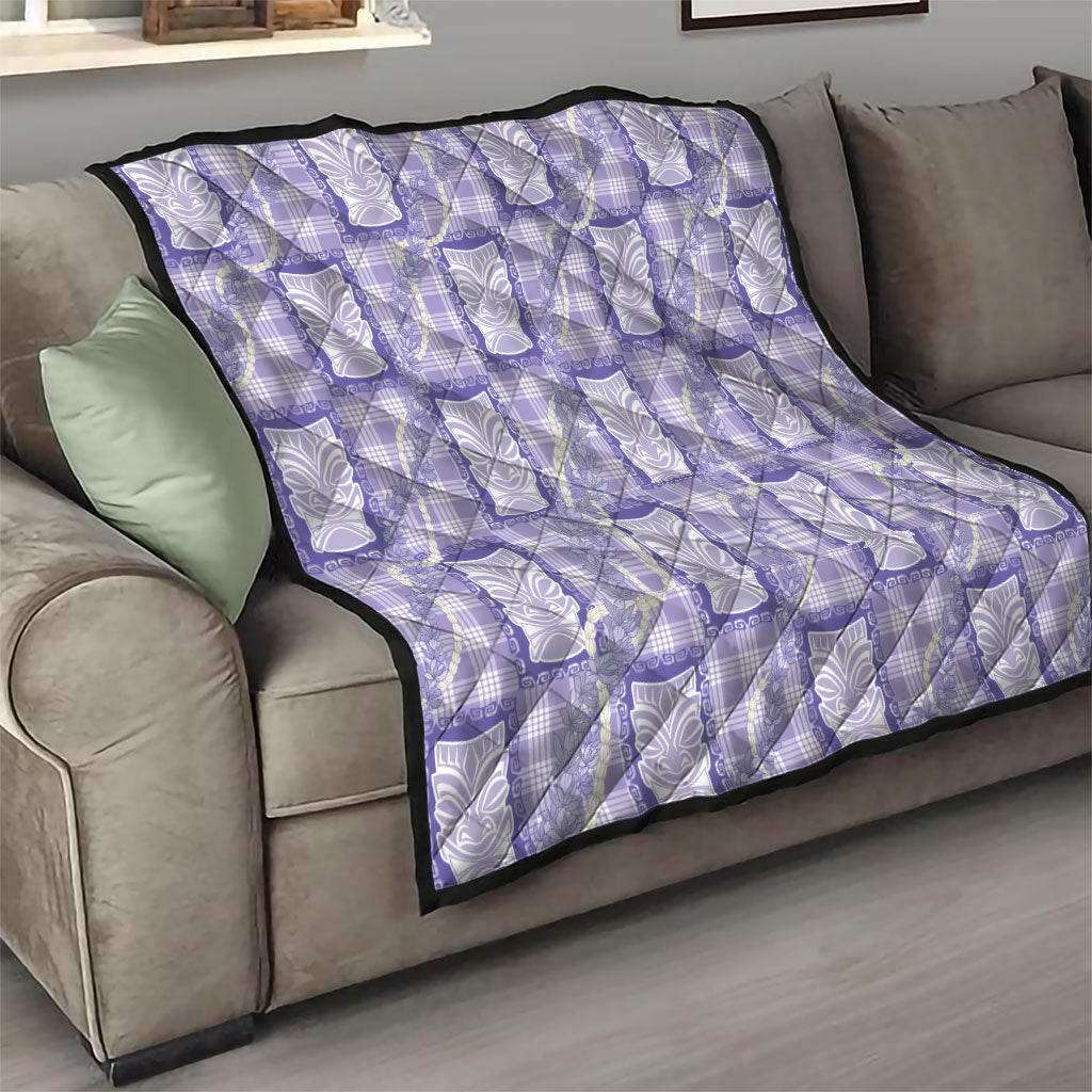 Aloha Hawaii Tiki Palaka Motifs Quilt Honohono Lei Purple Elegant Vibes LT14 - Polynesian Pride