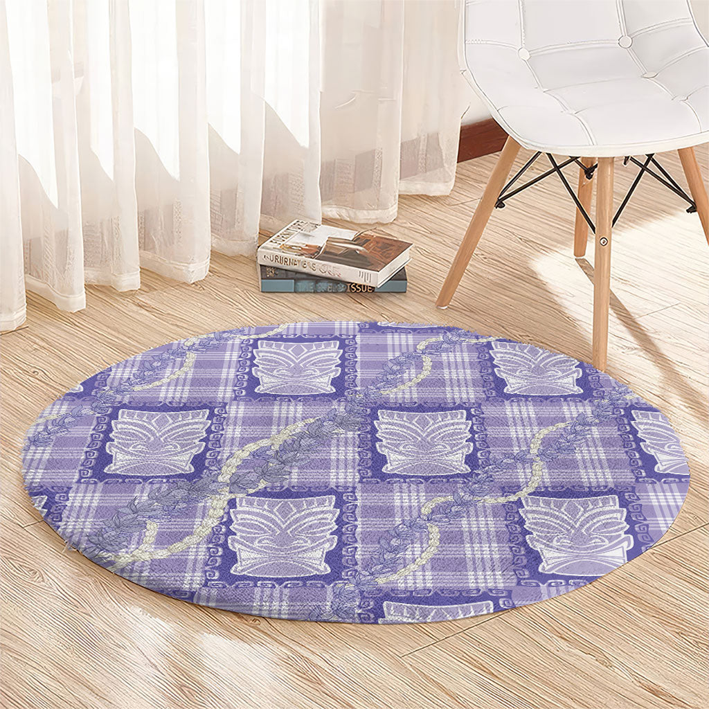 Aloha Hawaii Tiki Palaka Motifs Round Carpet Honohono Lei Purple Elegant Vibes LT14 - Polynesian Pride