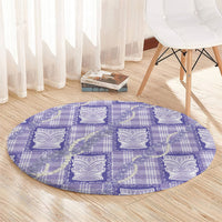 Aloha Hawaii Tiki Palaka Motifs Round Carpet Honohono Lei Purple Elegant Vibes LT14 - Polynesian Pride