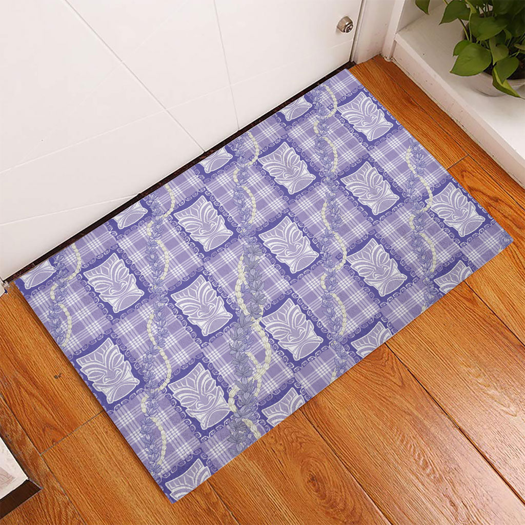 Aloha Hawaii Tiki Palaka Motifs Rubber Doormat Honohono Lei Purple Elegant Vibes LT14 - Polynesian Pride