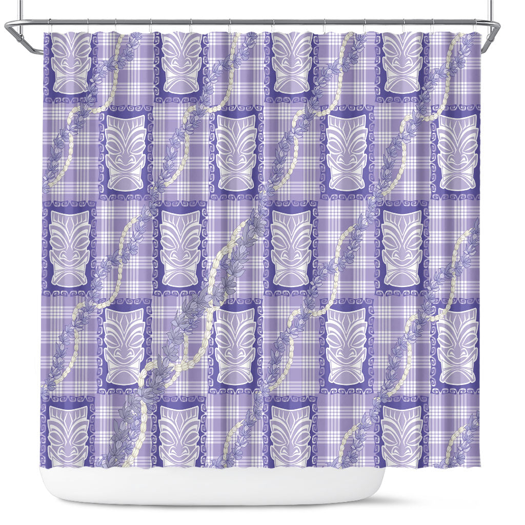 Aloha Hawaii Tiki Palaka Motifs Shower Curtain Honohono Lei Purple Elegant Vibes LT14 Purple - Polynesian Pride