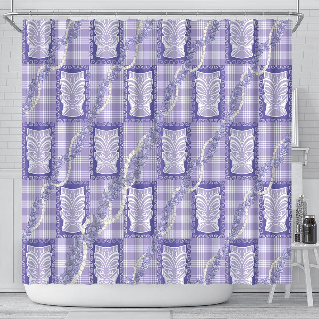 Aloha Hawaii Tiki Palaka Motifs Shower Curtain Honohono Lei Purple Elegant Vibes LT14 - Polynesian Pride