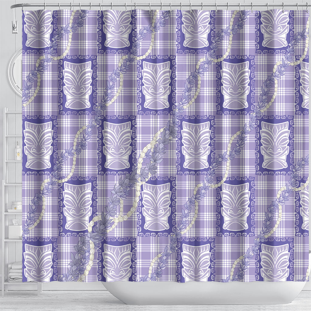 Aloha Hawaii Tiki Palaka Motifs Shower Curtain Honohono Lei Purple Elegant Vibes LT14 - Polynesian Pride
