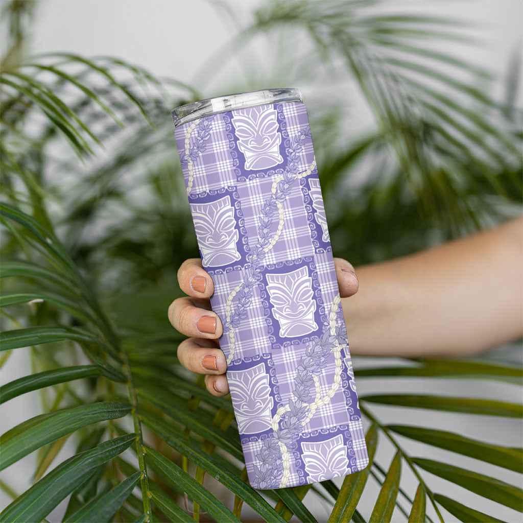 Aloha Hawaii Tiki Palaka Motifs Skinny Tumbler Honohono Lei Purple Elegant Vibes LT14 - Polynesian Pride