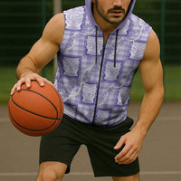 Aloha Hawaii Tiki Palaka Motifs Sleeveless Zip Hoodie Honohono Lei Purple Elegant Vibes LT14 - Polynesian Pride
