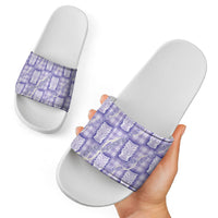 Aloha Hawaii Tiki Palaka Motifs Slide Sandals Honohono Lei Purple Elegant Vibes LT14 - Polynesian Pride