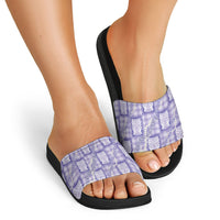 Aloha Hawaii Tiki Palaka Motifs Slide Sandals Honohono Lei Purple Elegant Vibes LT14 - Polynesian Pride